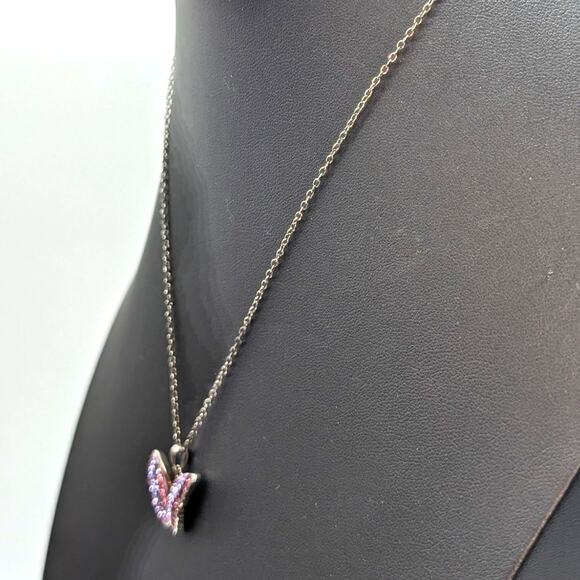 Jenna Blue Purple CZ Butterfly Pendant 18.5" Necklace - Picture 2 of 6